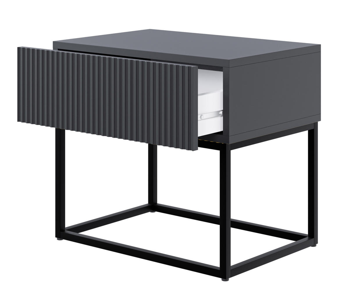 NACHTSCHRANK Veldio Schwarz mit schwarzen Beinen 50 cm - Schwarz, Holzwerkstoff/Metall (50/44/35.6cm) - Selsey