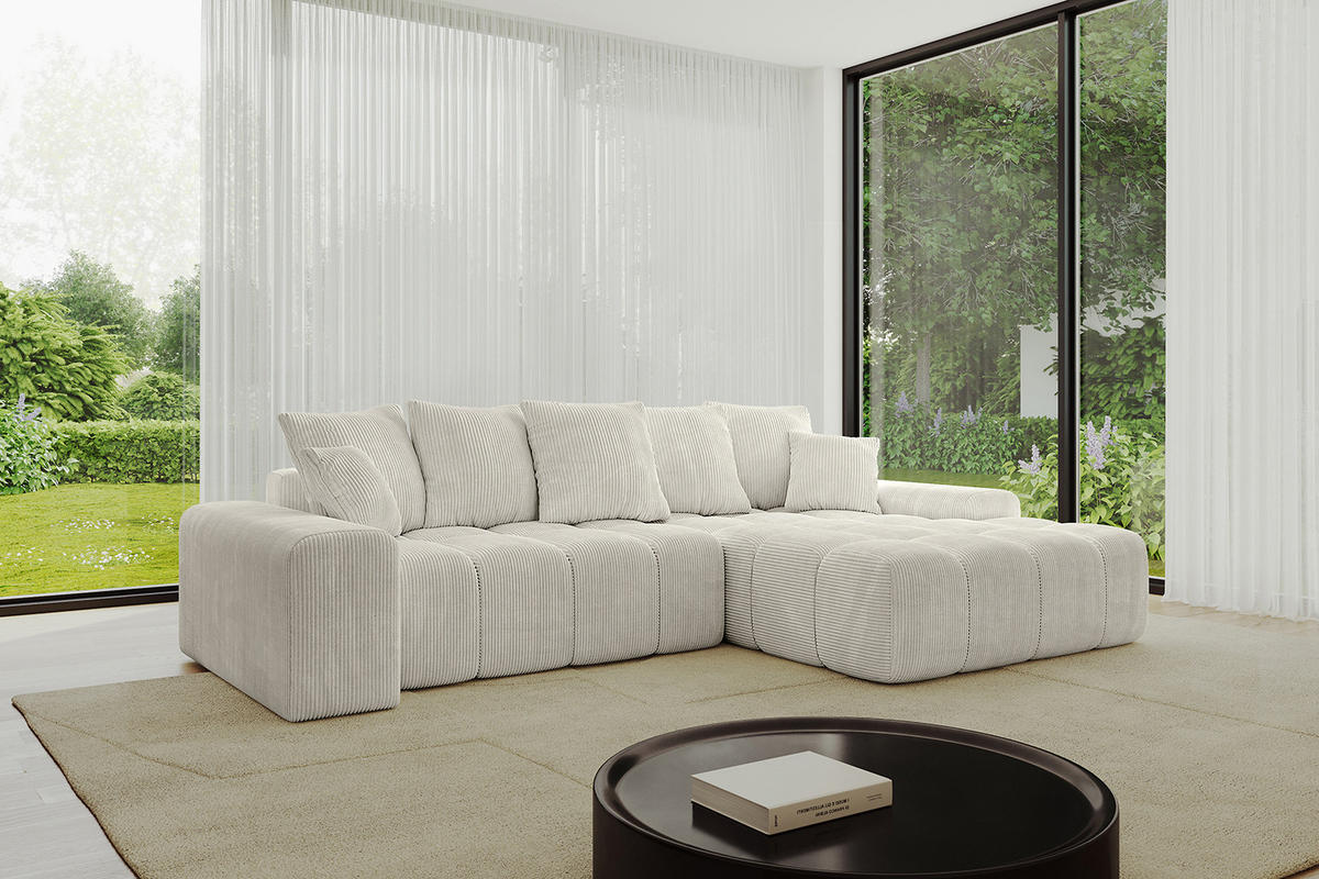 ECKSOFA Ottomane Rechts ENSI-L - 267x164x88 cm Ecru - Ecru, Holzwerkstoff/Kunststoff (164/267cm) - ALTDECOR