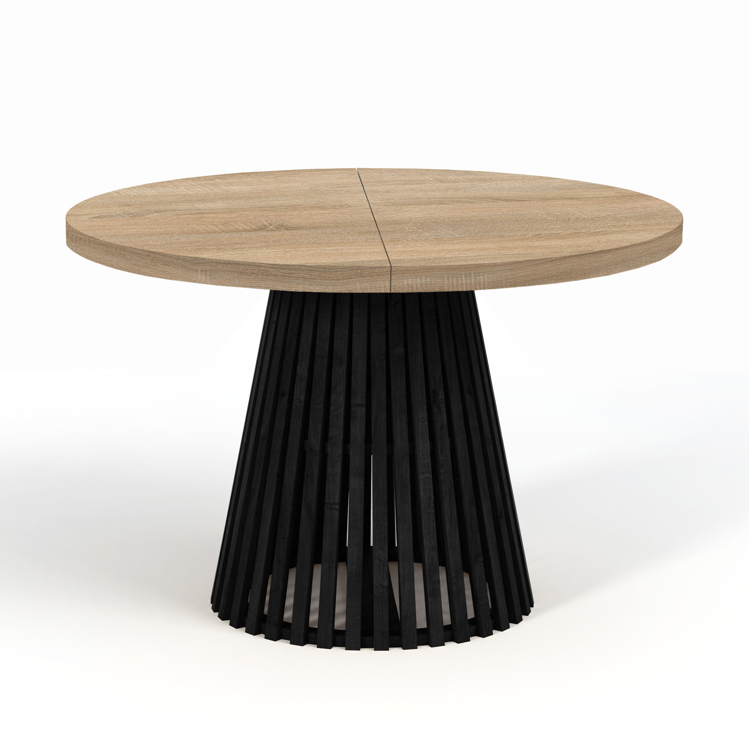 ESSTISCH runder ausziehbarer Tisch für Esszimmer DOVER 100 / 150 cm, Farbe: Eiche Sonoma / Schwarz - Schwarz/Sonoma Eiche, Holz (150/100/77cm) - Dekori_Interiors