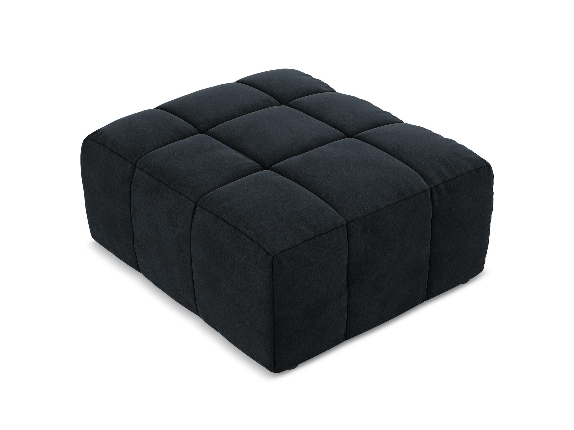 POUF Samt Stoff Blau - Türkis/Schwarz, Holzwerkstoff/Kunststoff (75/41/90cm) - Makamii