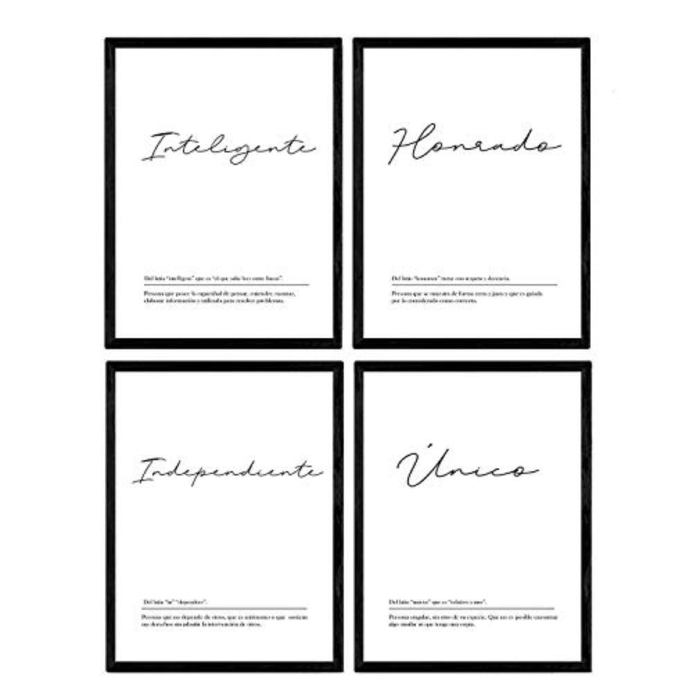POSTER Set mit 4 Definitionen von meinen Freund Paar Jahrgang A4 Schwarzer Rahmen - Schwarz, Papier (29.7/3cm) - Nacnic