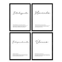 POSTER Set mit 4 Definitionen von meinen Freund Paar Jahrgang A4 Schwarzer Rahmen - Schwarz, Papier (29.7/3cm) - Nacnic