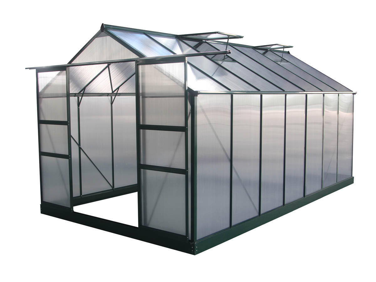 GEWÄCHSHAUS POLYCARBONAT dahlia Grün - Dunkelgrün, Kunststoff/Metall (309/248/309cm) - Habitat Garten