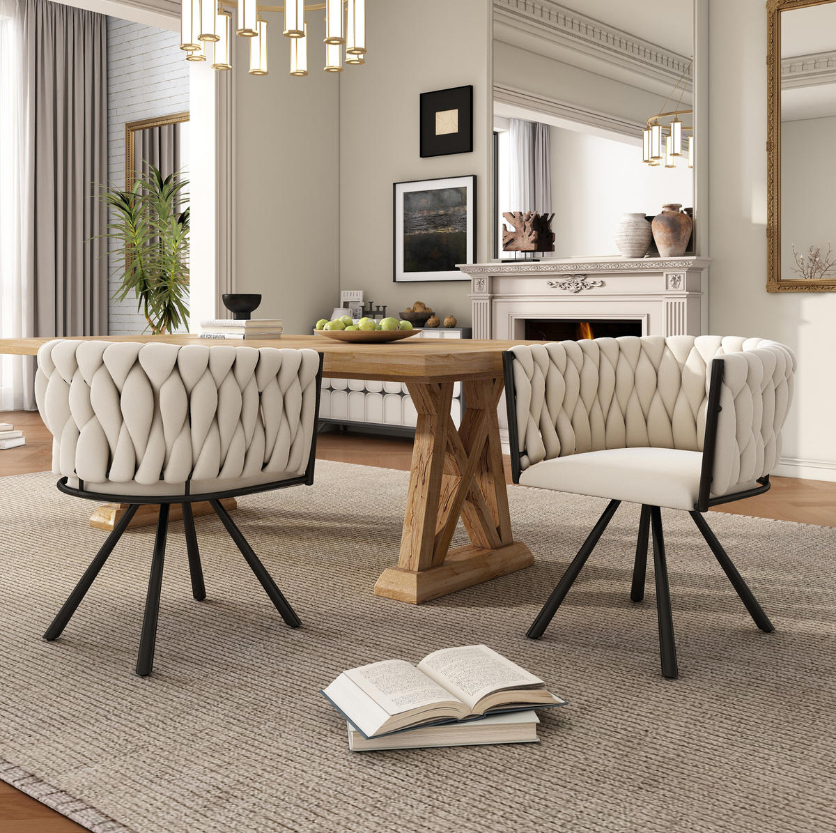 ESSZIMMERSTUHL drehbar Samt Beige 4er-Set - Beige, Metall (54/72/59.1cm) - Meubliv