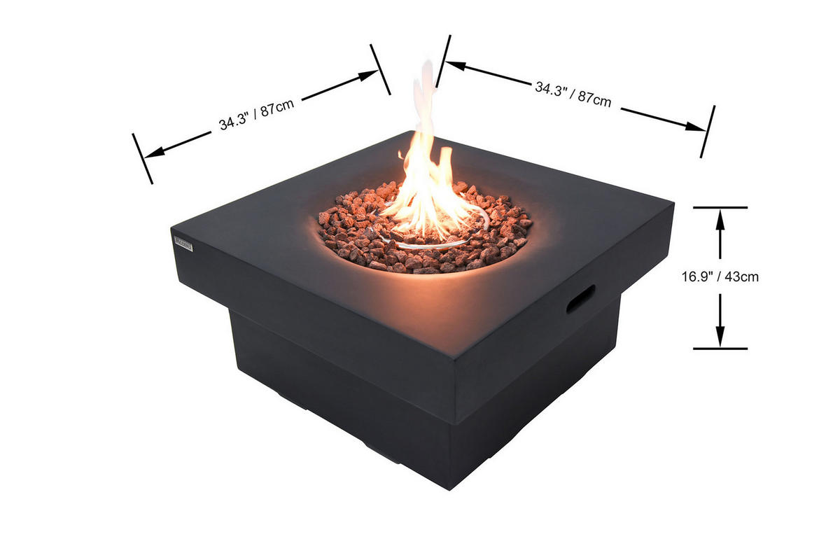FEUERSTELLE Branford in Beton-Optik schwarz aus Faserbeton - Schwarz, Stein (97/50/97cm) - Elementi