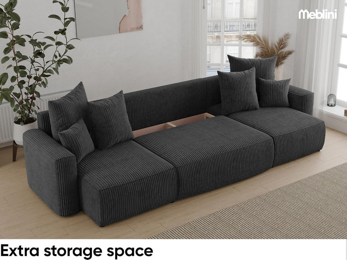 ECKSOFA DAVE U - Schwarz, Holzwerkstoff (312/142cm) - Meblini