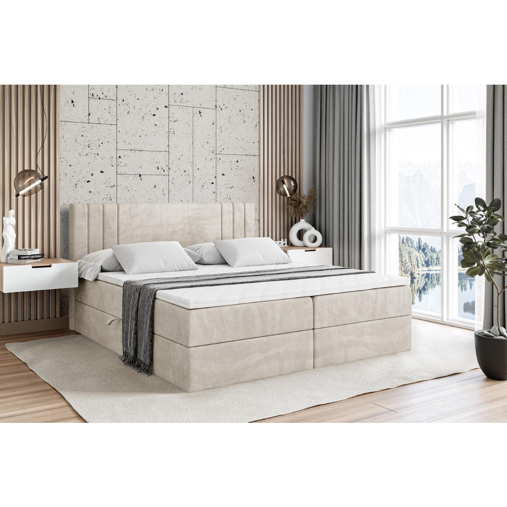Thumbnail - Altdecor Boxbett, Ecru, Holzwerkstoff, Höhe ca. 20 cm, 180x200 cm, Schlafzimmer, Betten, Boxspringbetten