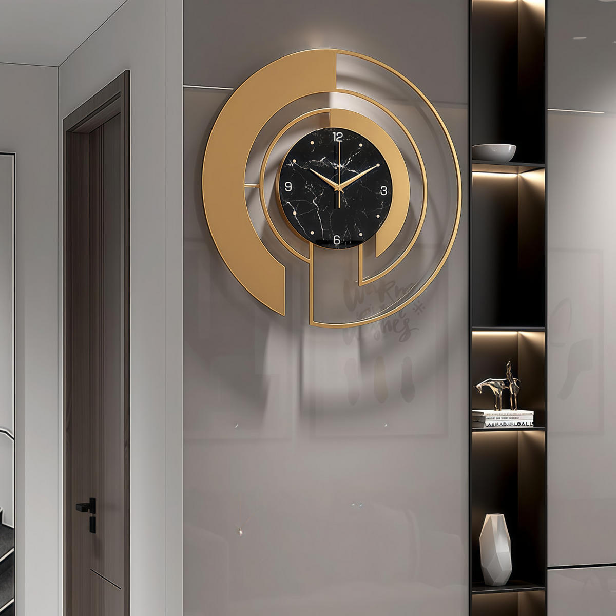 WANDUHR Modern, Leise, Batteriebetrieben, 45cm, Gold - Goldfarben, Metall (46/5/46cm) - Authentics