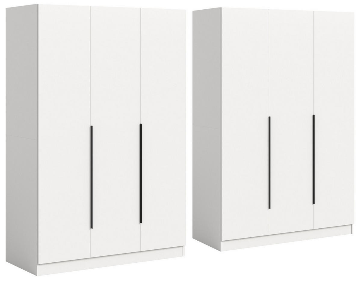 KLEIDERSCHRANK weiß 6-türig 240 x 181 cm, Drehtürenschrank mit Kleiderstange - Schwarz/Weiß, Holzwerkstoff/Kunststoff (240/181/52cm) - Inn.Furn