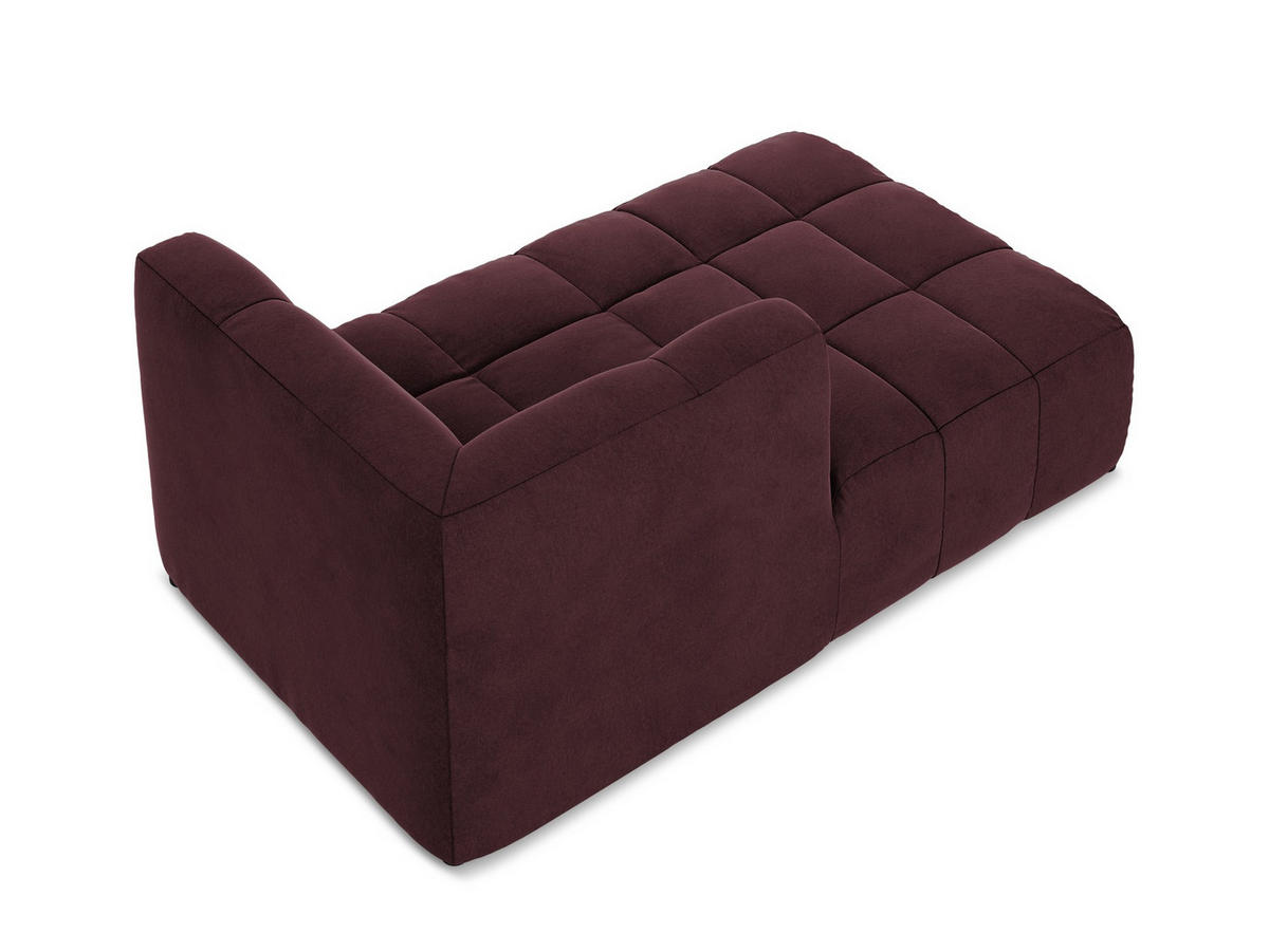SOFAELEMENT Links Samt Stoff Rot - Weinrot/Schwarz, Holzwerkstoff/Kunststoff (101/77/175cm) - Makamii