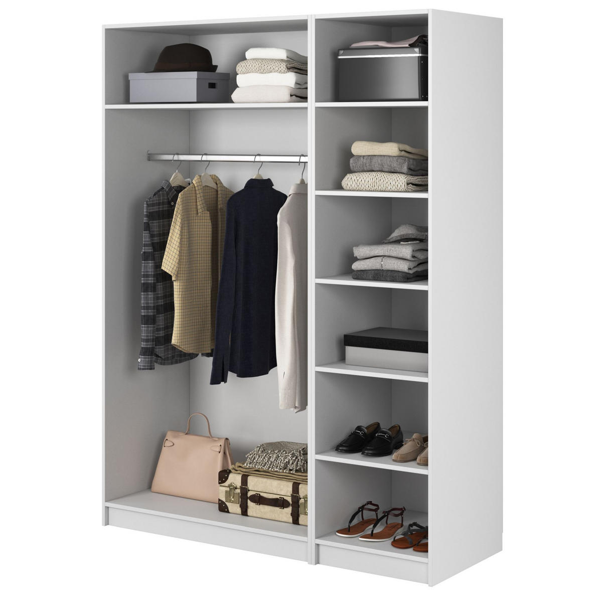 KLEIDERSCHRANK Moonir Weiß 150 cm - Goldfarben/Weiß, Holzwerkstoff/Metall (150/200.5/57cm) - Selsey