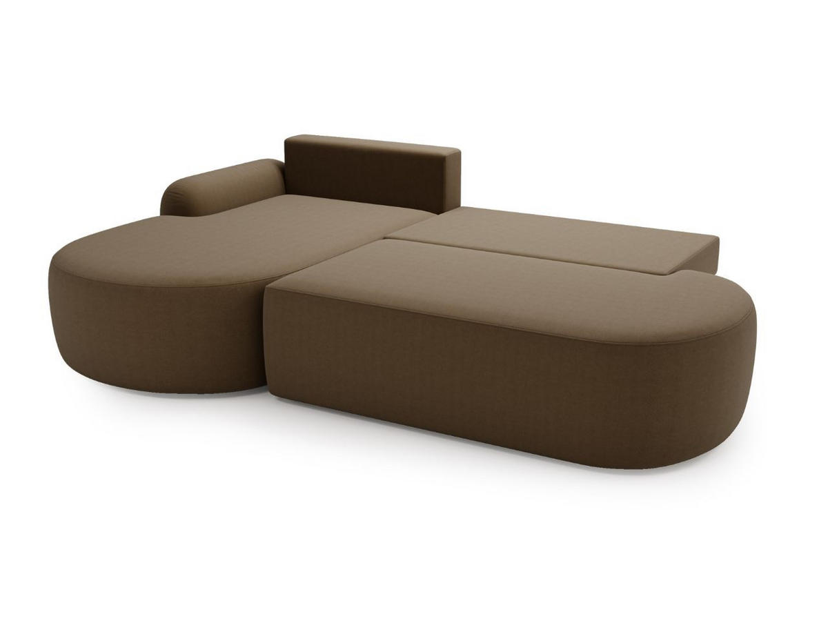ECKSOFA Aurio O Bouclé-Stoff Braun Links - Braun, Holz/Textil (271/177cm) - Graingold