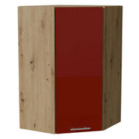 ECKHÄNGESCHRANK Brerra RAL 3002 karminrot Hochglanz / Eiche Artisan Matt 60 / 60 / 96cm - Rot/Eiche Artisan, Holz/Holzwerkstoff (60/96/60cm) - Feldmann-Wohnen
