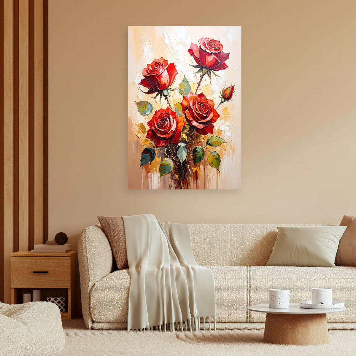 LEINWANDBILD Blumen 80x120cm - Rot, Textil (80/120cm) - Feeby