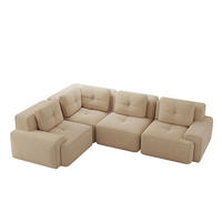 ECKSOFA 295/206/69 cm Beige aus Cordstoff modular kein Aufbau erforderlich - Beige, Textil (206/295cm) - OKWISH