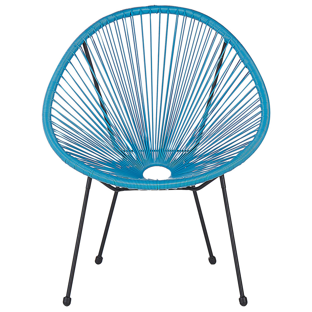 RATTANSTUHL Kunststoff blau 70 cm Acapulco II - Blau/Schwarz, Kunststoff (70/87/90cm) - Beliani