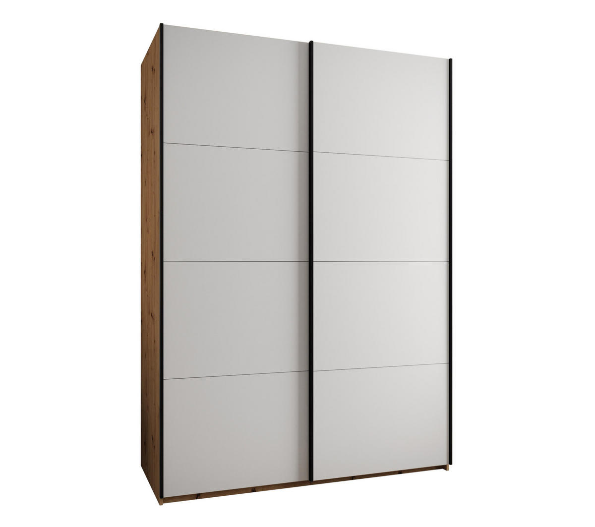 SCHWEBETÜRENSCHRANK 245,5/180/64 2-türig - Schwarz/Weiß, Holz/Metall (180/245/64cm) - Abiks Möbel