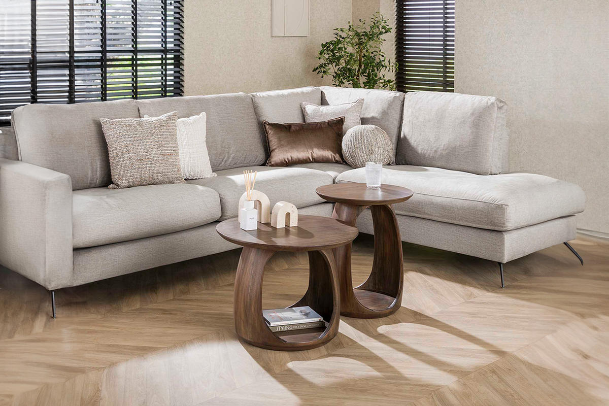 BEISTELLTISCH MEVA Braun Akazie - Braun, Akazienholz/Holz (60/60/46cm) - KAWOLA