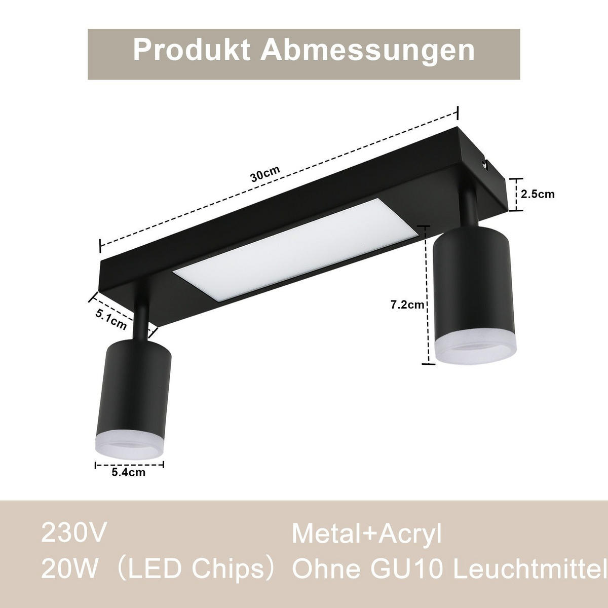 STRAHLER Bielefeld 2-flammig 34/8/16.9 cm - Schwarz, Metall (34/8/16.9cm) - Nettlife