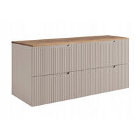 WASCHBECKUNTERSCHRANK VENA 120 cm mit Arbeitsplatte Farbe: Eiche Craft gerillte Vorderseite Kaschmir - Kaschmir/Eichefarben, Holzwerkstoff (120/58/46cm) - Rodan