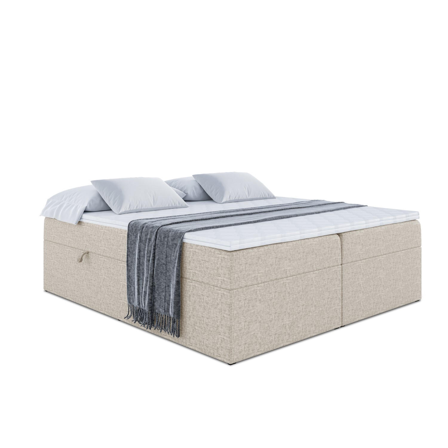 BOXBETT mit H4-Matratze und Lattenrost - MARCE BW - 140x200 Beige - Beige, Holzwerkstoff (140/200cm) - ALTDECOR