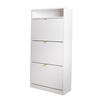 SCHUHSCHRANK Mia, Weiß mit goldenem Griff - Goldfarben/Weiß, Holzwerkstoff (60/125/24cm) - Bettso