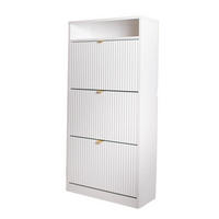 SCHUHSCHRANK Mia, Weiß mit goldenem Griff - Goldfarben/Weiß, Holzwerkstoff (60/125/24cm) - Bettso