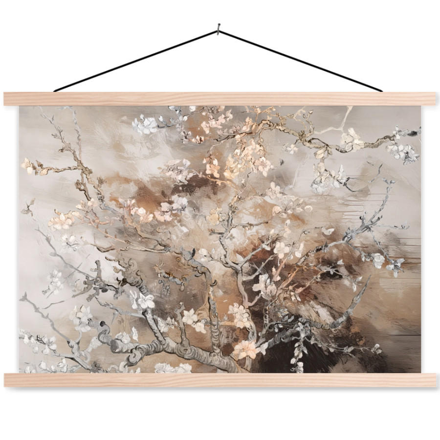 POSTER Mandelblüte - Kunst - Van Gogh - Beige - Abstrakt 90x60 cm - Braun, Textil (90/60/0.15cm) - MuchoWow