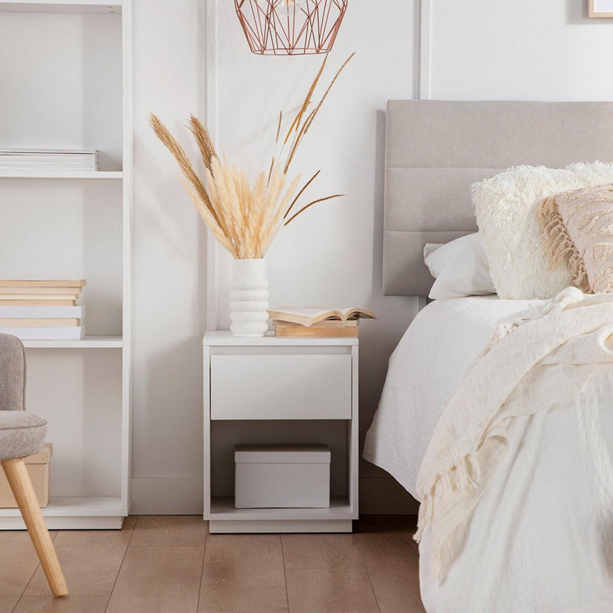 NACHTTISCH MIT 1 SCHUBLADE Oslo Weiß 40 cm x 50 cm - Weiß, Holzwerkstoff (40/50/35cm)