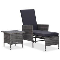 GARTEN-LOUNGE-SET 2-teilig Mit Kissen Poly Rattan Grau - Grau, Kunststoff - vidaXL