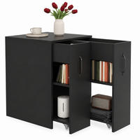MOBILES Sideboard aus Spanplatte 52x50x75 cm Schwarz mit ausziehbaren Seitenelementen und Rollen - Schwarz, Holzwerkstoff (52/75/50cm) - IVMEU