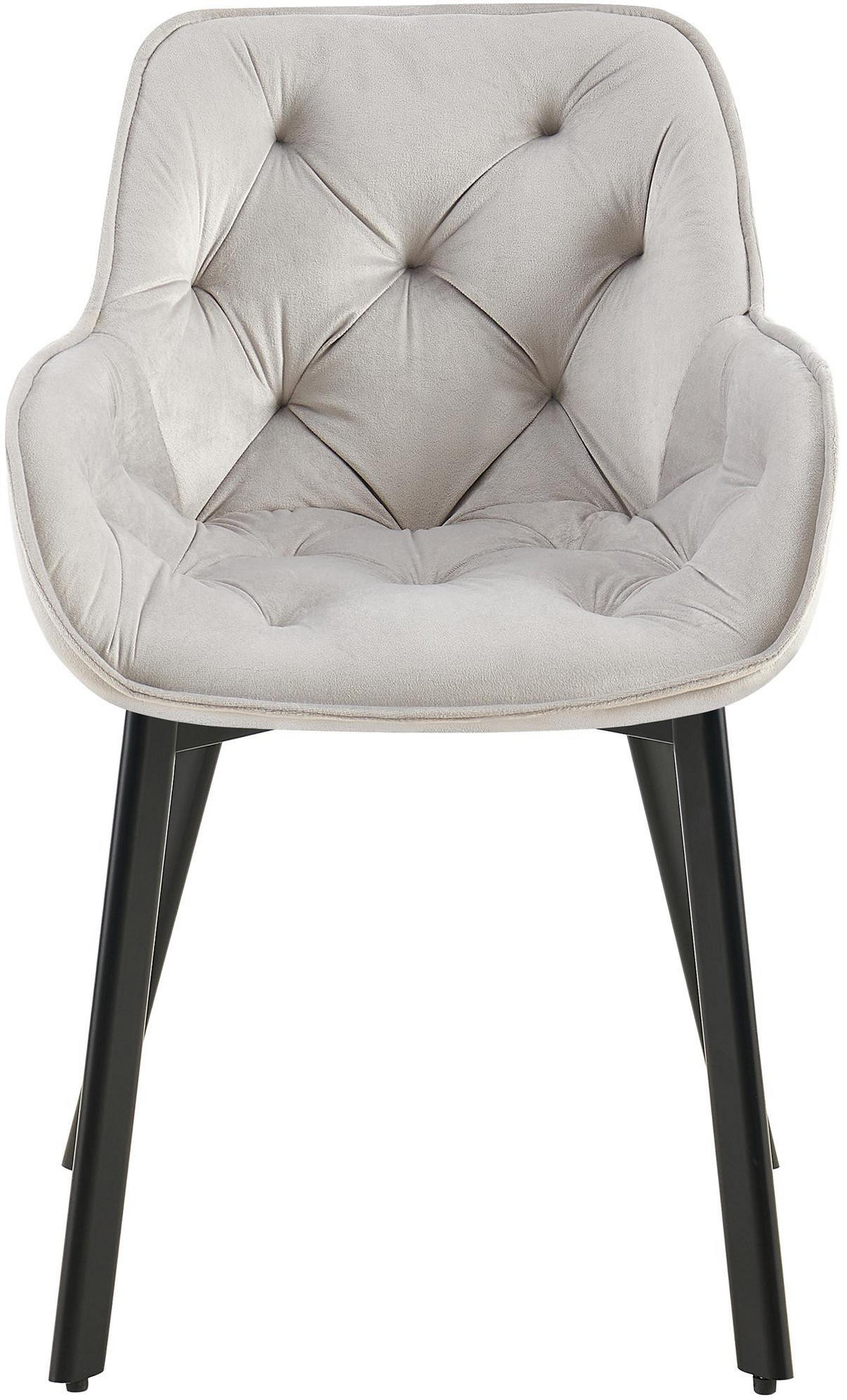 ARMLEHNENSTUHL 2er Set Samt Grau - Schwarz/Grau, Textil/Metall (57/84/62cm) - CLP