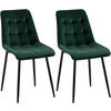 STUHL 2er Set Samt Grün - Schwarz/Grün, Textil/Metall (47/89/61cm) - CLP