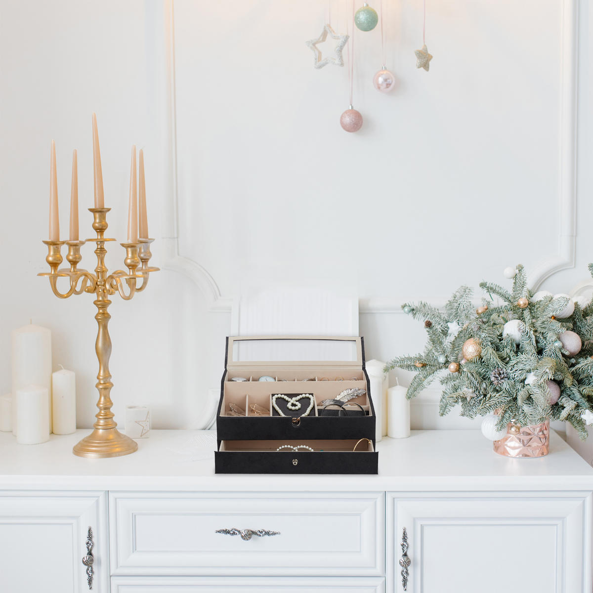 SCHMUCKKÄSTCHEN - Multicolor, Holzwerkstoff/Wellpappe (34/13/31cm) - Relaxdays