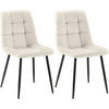 STUHL 2er Set Samt Cremeweiß - Schwarz/Weiß, Textil/Metall (45/84/55cm) - CLP