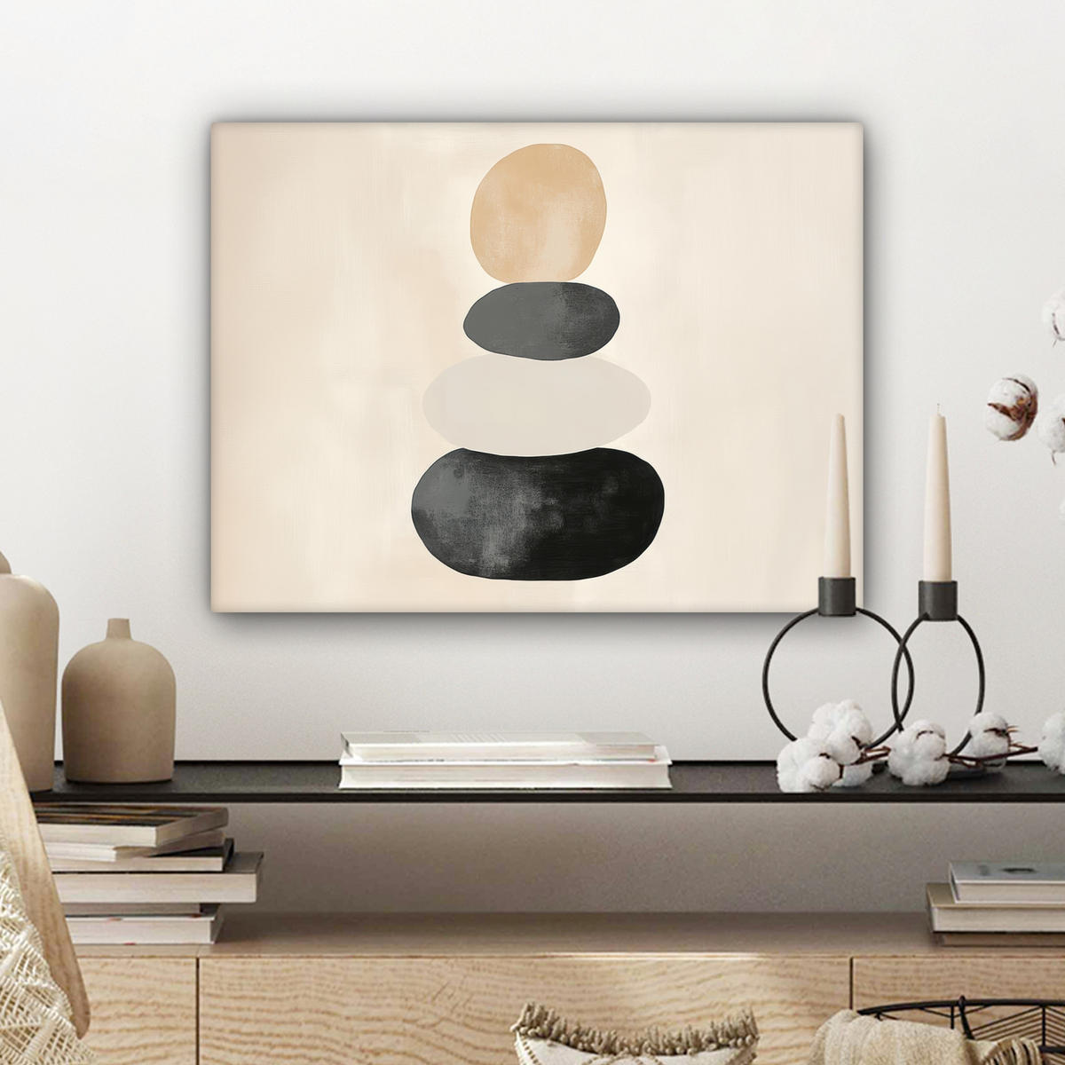 LEINWANDBILD Japandi - Wabi sabi - Beige 40x30 cm - Taupe, Textil (40/30cm) - MuchoWow