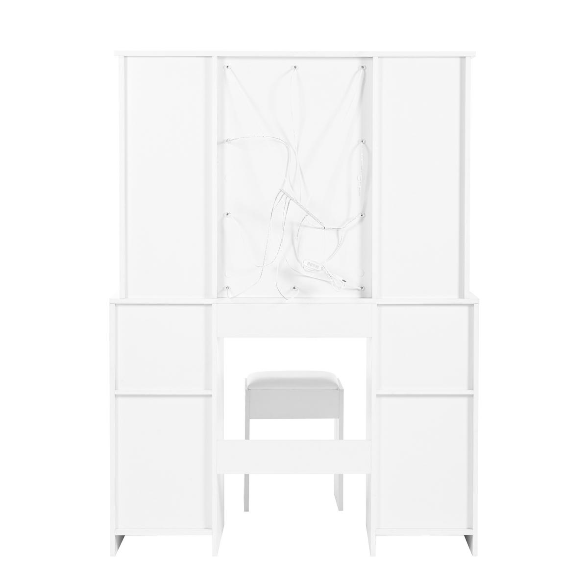 SCHMINKTISCH Weiß LED Spiegel 3 Schubladen 110x40x151cm - Weiß, Holzwerkstoff (40/151/110cm) - FLIEKS