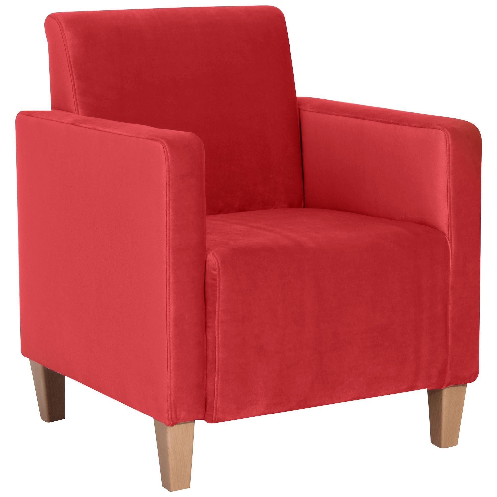 SESSEL Karol Bezug Samtvelours Buche natur / rot - Rot, Kunststoff (71/81/70cm) - 58aufmkessel