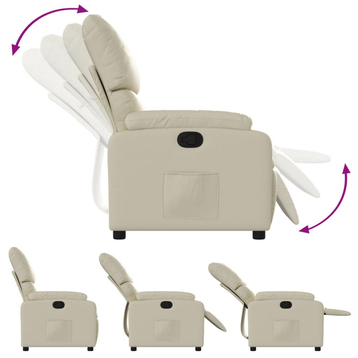 RELAXSESSEL Creme Kunstleder - Creme, Leder (99/99/75cm) - vidaXL