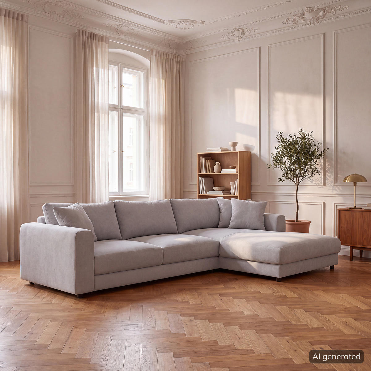 ECKSOFA mit Longchair - Schwarz/Grau, Holz/Kunststoff (286/183cm) - home24