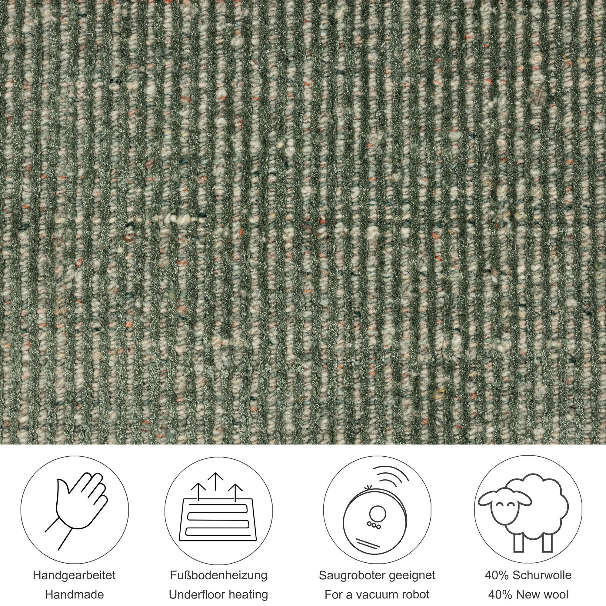 HANDWEBTEPPICH Venus 190x190 cm - Grün, Textil (190/190cm) - THEKO