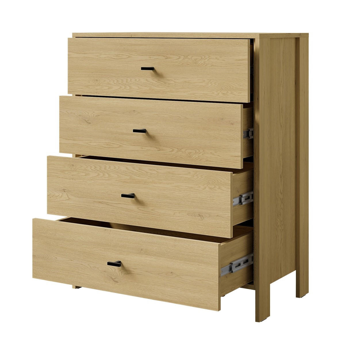 KOMMODE mit Schubladen Ethan 4S 80 Eiche Cremona - Eichefarben/Schwarz, Holzwerkstoff/Metall (80/97/40cm) - mzm24