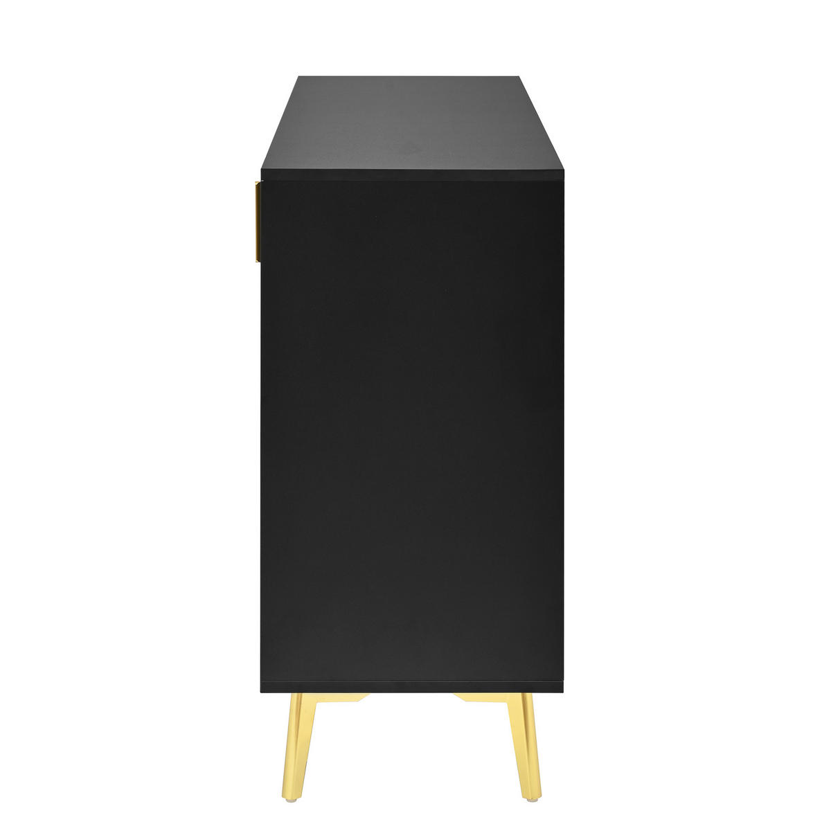 SIDEBOARD 140x38x82 cm Goldgriffe 4 Türen - Schwarz, Holz (140/82/38cm) - Fortuna Lai