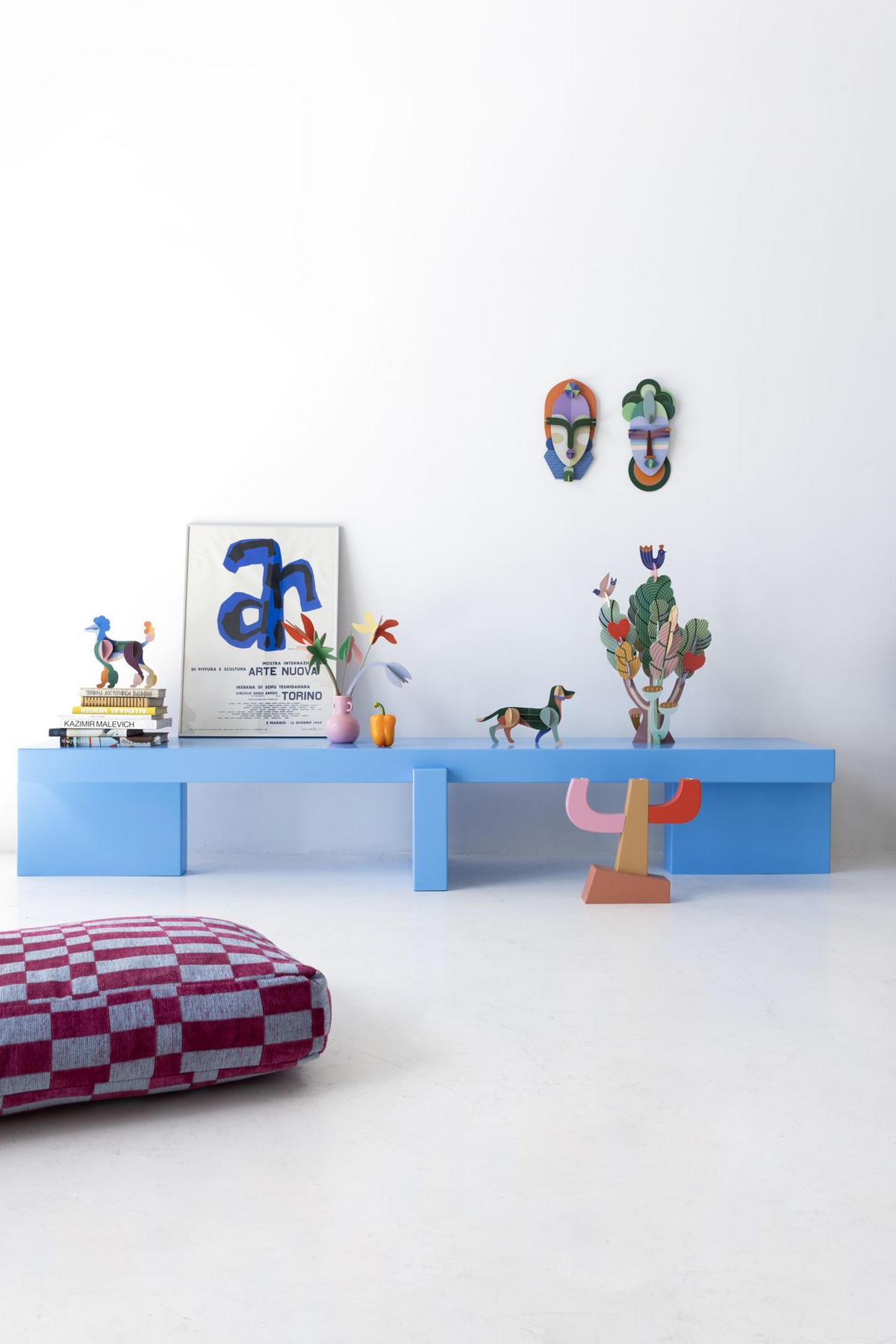 WANDSKULPTUR Bunt 6,5/22 cm - Multicolor, Wellpappe (6.5/22/22cm) - KUNSTLOFT