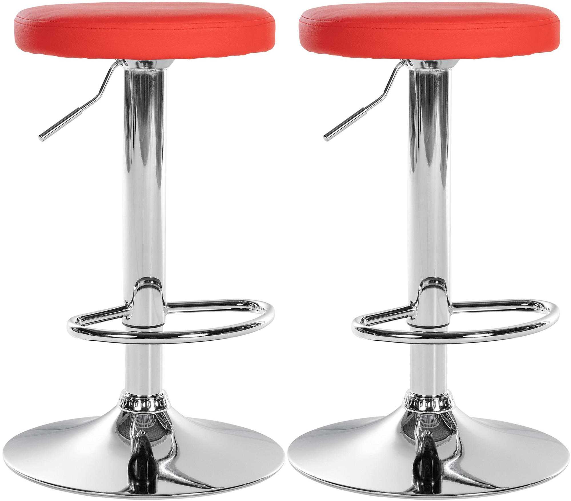 BARHOCKER 2er Set Lederlook rot - Rot, Textil/Metall (38.5/60/38.5cm) - CLP
