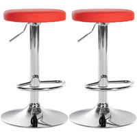 BARHOCKER 2er Set Lederlook rot - Rot, Textil/Metall (38.5/60/38.5cm) - CLP