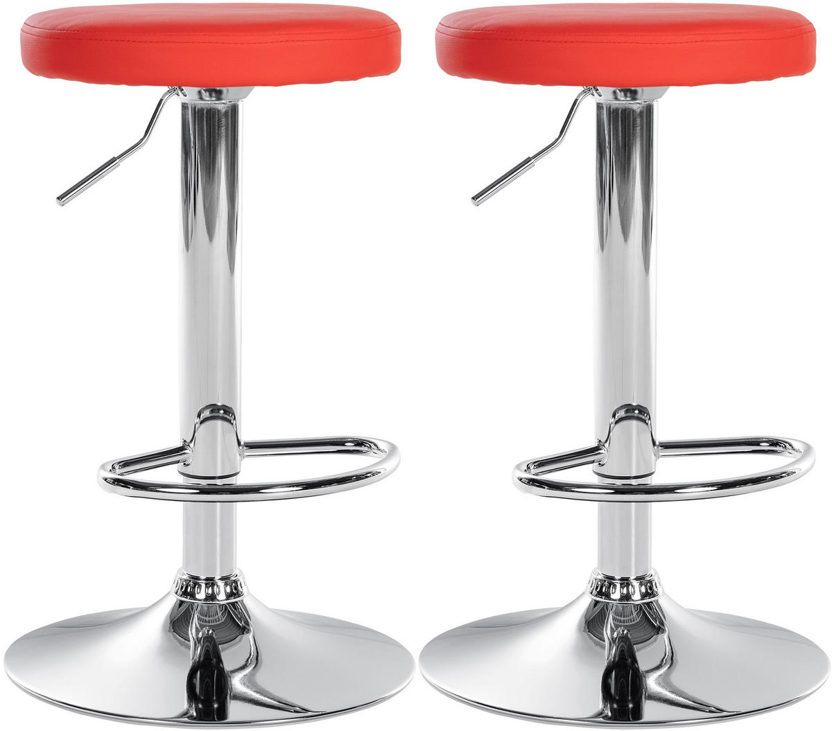 BARHOCKER 2er Set Lederlook rot - Rot, Textil/Metall (38.5/60/38.5cm) - CLP