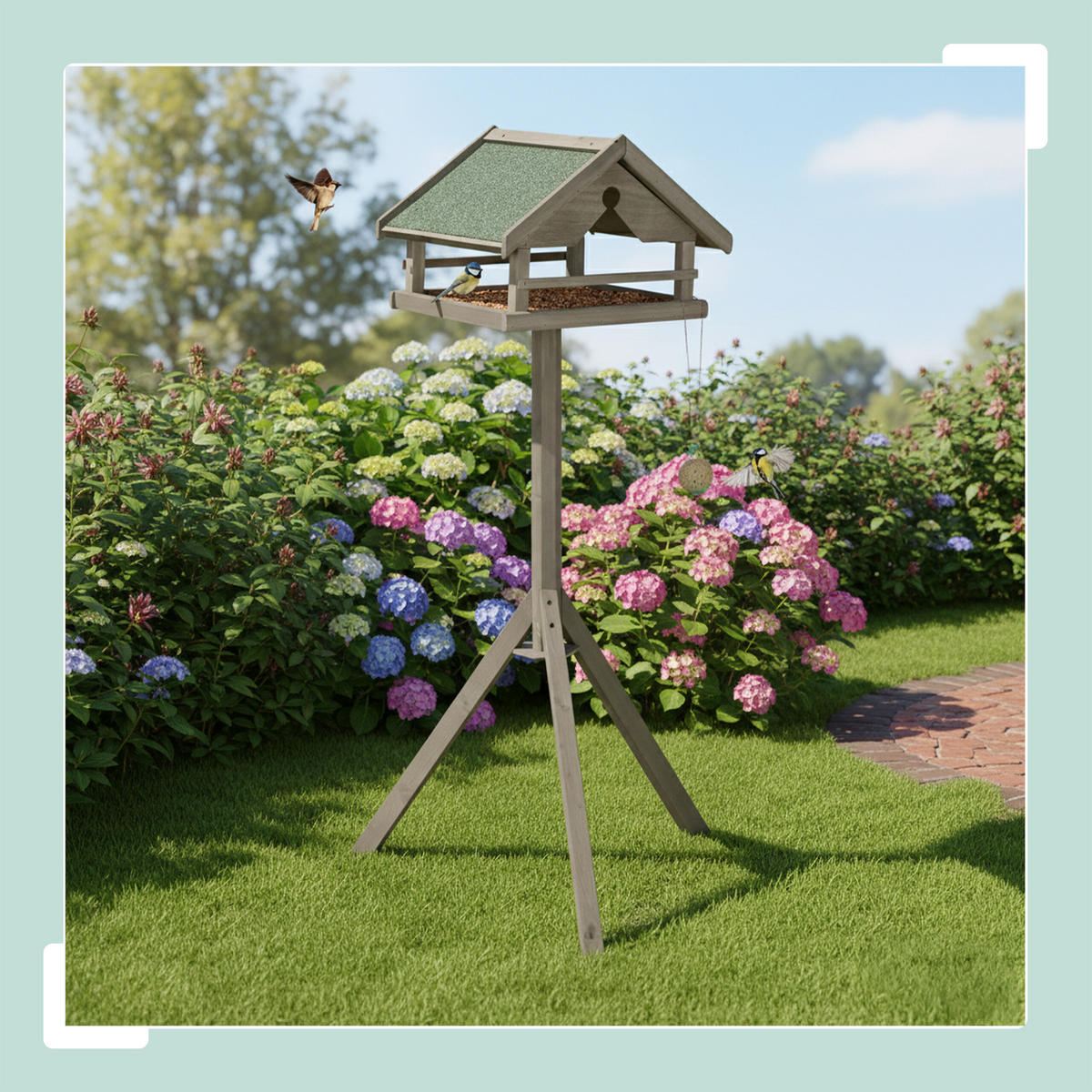 VOGELFUTTERHAUS - Braun, Holz (37/120/37.5cm) - Relaxdays