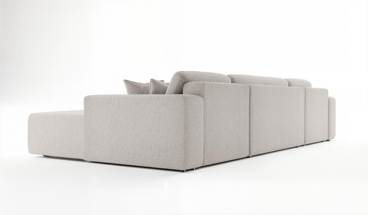 WOHNLANDSCHAFT PULA-U BOUCLE mit Schlaffunktion & Stauraum Grau - Grau, Textil (364/84/187cm) - Luxkor24