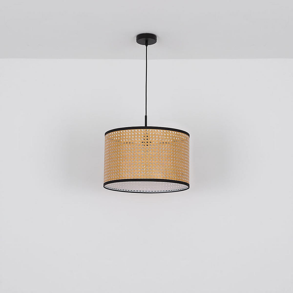 HÄNGELEUCHTE Bambus-Optik Braun Natur - Braun, Metall (45/45/140cm) - Globo Lighting